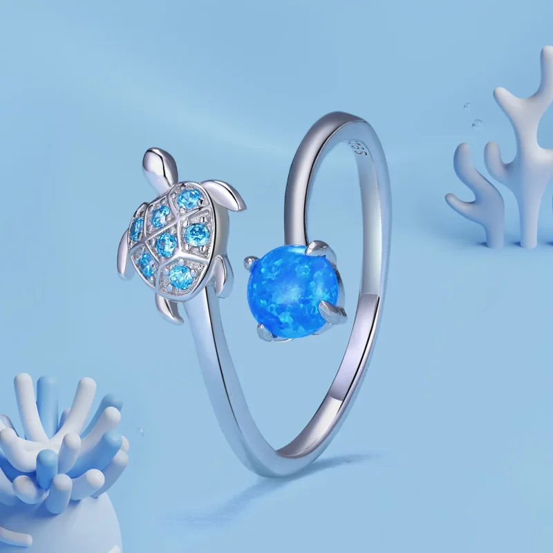 (slika za) Prstan z morsko želvo v slogu Pandora - SCR928 - Ogled 2