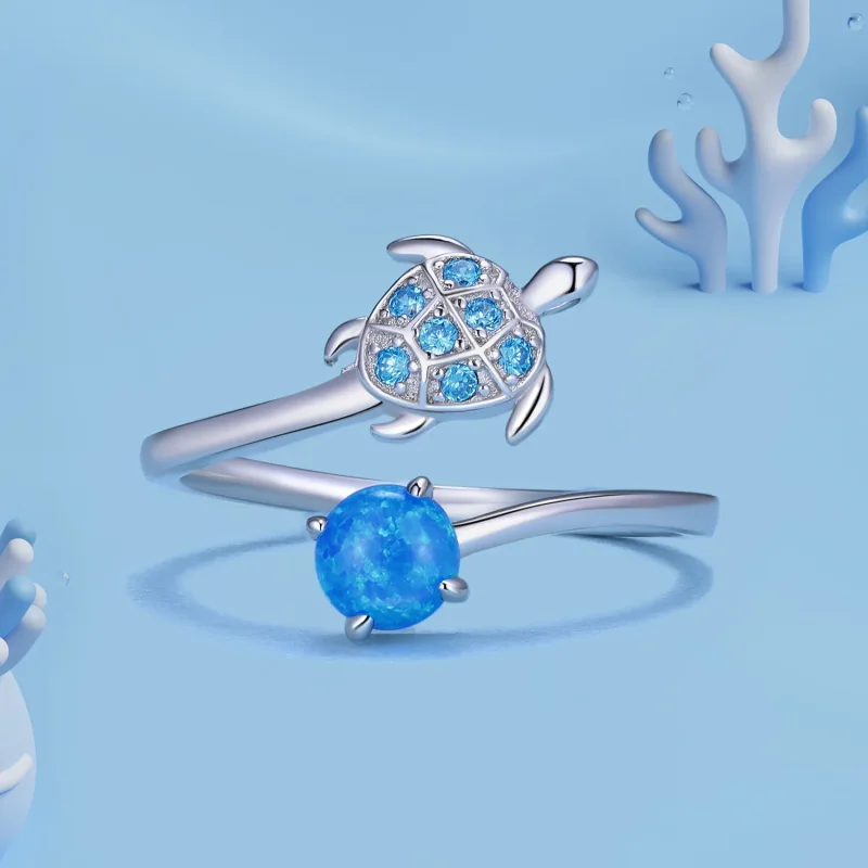 (slika za) Prstan z morsko želvo v slogu Pandora - SCR928 - Ogled 3