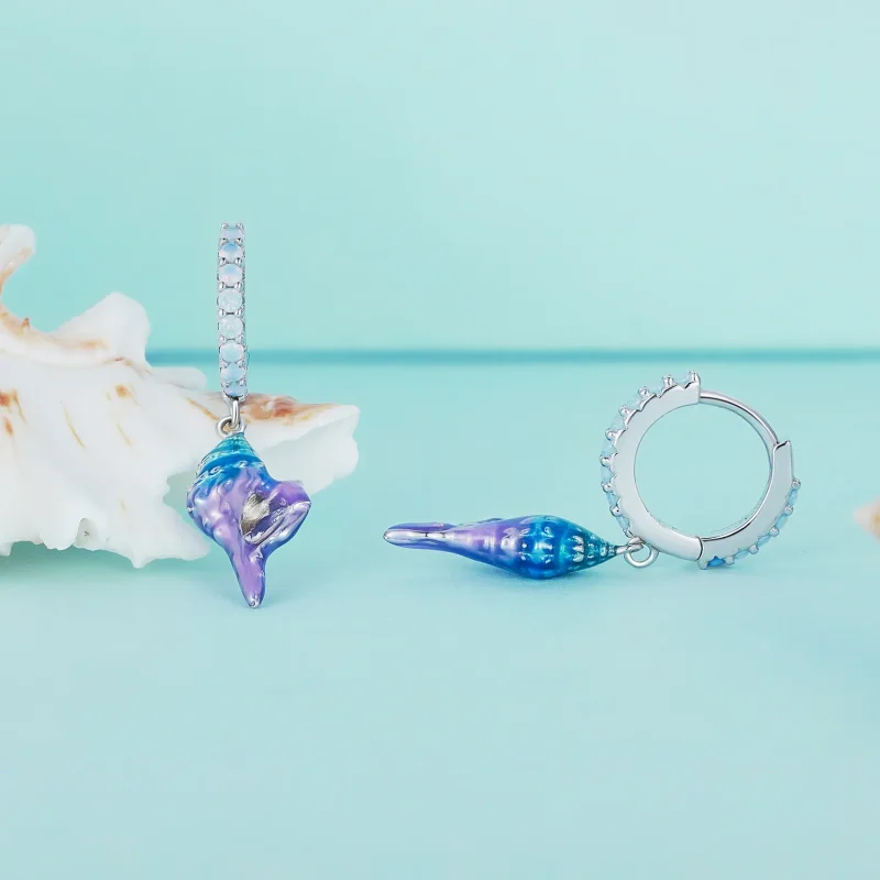 (slika za) Uhani Pandora Style Dream Conch Hoops - BSE841 - Ogled 2