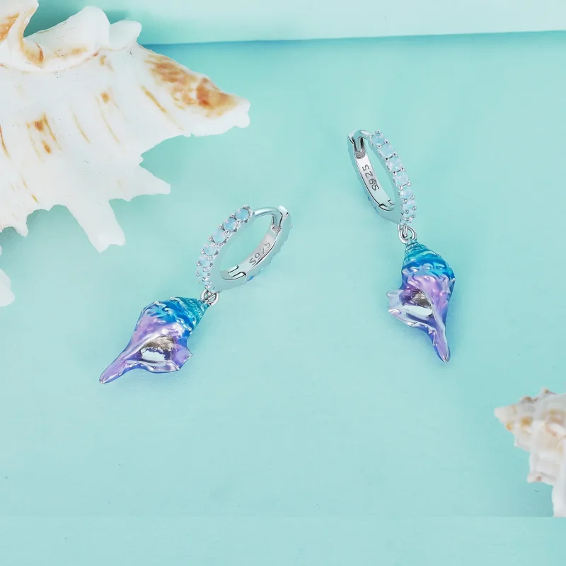 (slika za) Uhani Pandora Style Dream Conch Hoops - BSE841 - Ogled 3