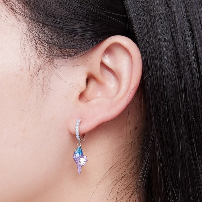 (slika za) Uhani Pandora Style Dream Conch Hoops - BSE841 - Ogled 7