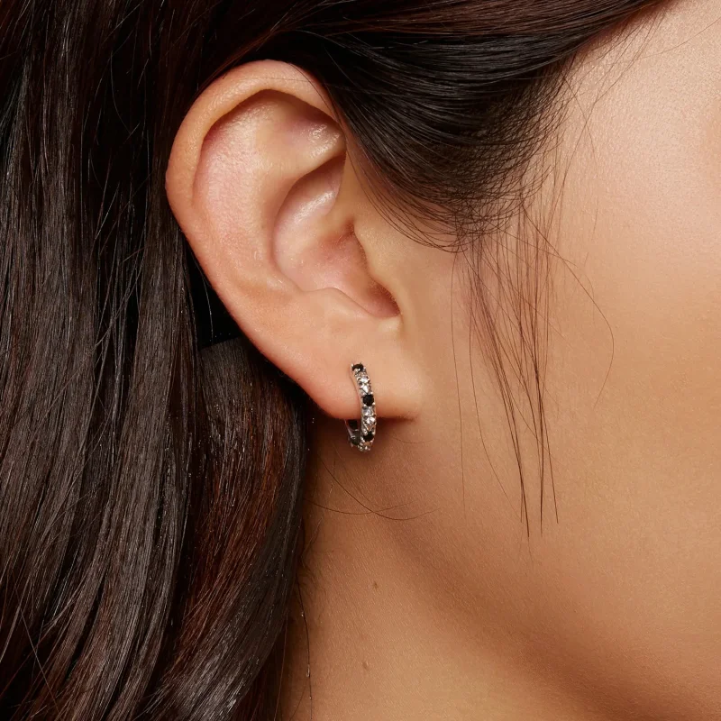 (slika za) Uhani v obliki obročev iris v stilu Pandora - SCE1605-BK - Ogled 6