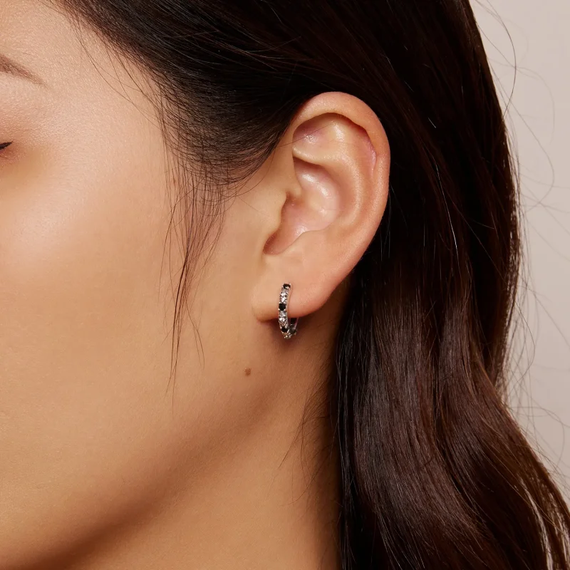 (slika za) Uhani v obliki obročev iris v stilu Pandora - SCE1605-BK - Ogled 8