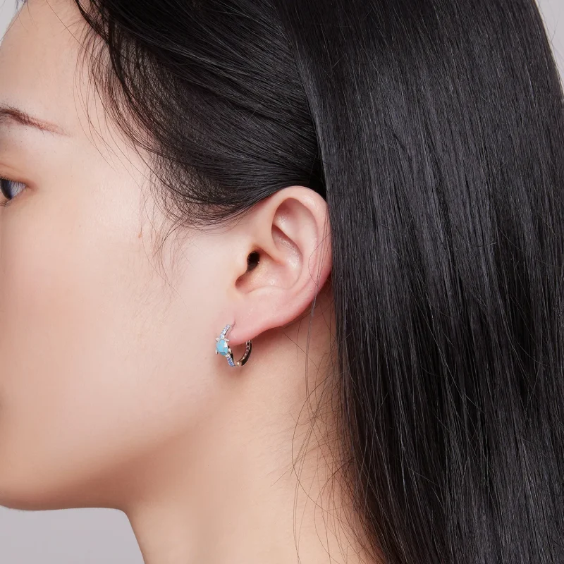 (slika za) Uhani z obroči v obliki morske želve v slogu Pandora - SCE1596 - Ogled 7