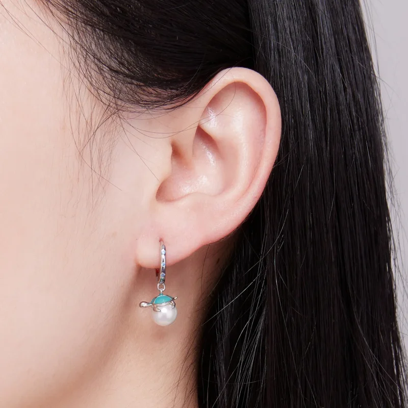 (slika za) Uhani z obroči v obliki morske želve v slogu Pandora - SCE1597 - Ogled 4