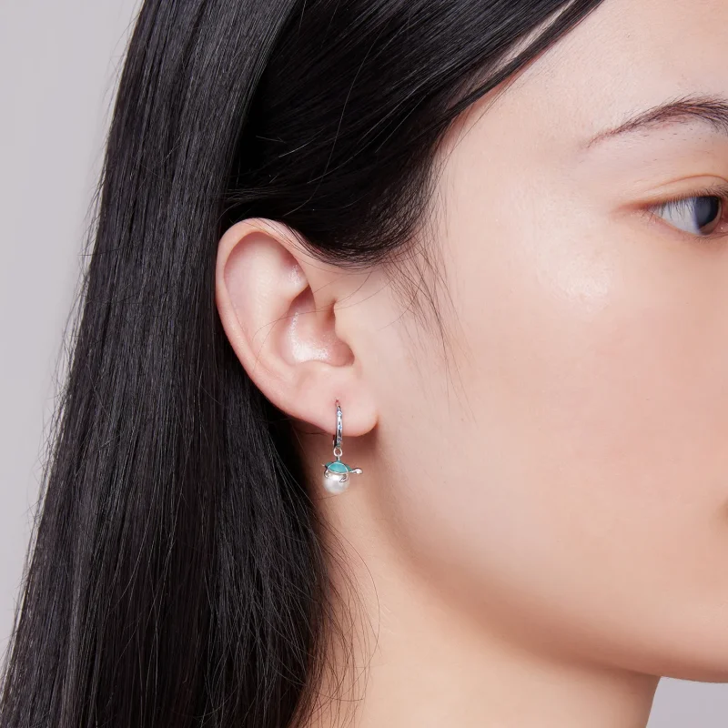 (slika za) Uhani z obroči v obliki morske želve v slogu Pandora - SCE1597 - Ogled 6