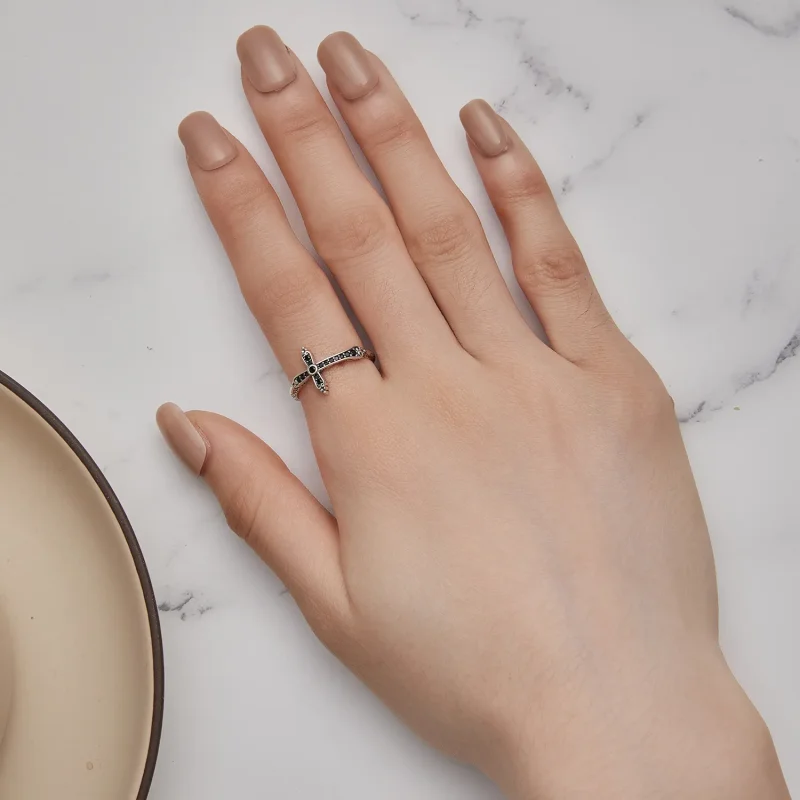 (slika za) Vintage križni prstan v stilu Pandora - SCR930 - Ogled 6