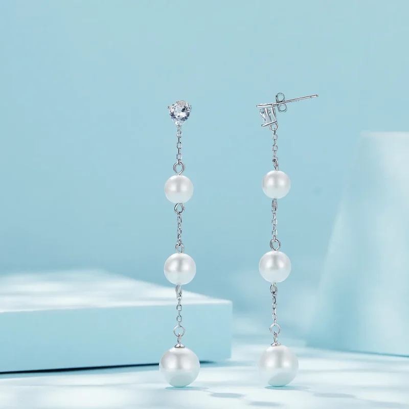 (slika za) Viseči uhani s perlami v slogu Pandora - SCE1601 - Ogled 2