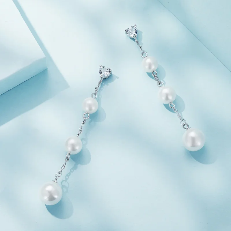 (slika za) Viseči uhani s perlami v slogu Pandora - SCE1601 - Ogled 4