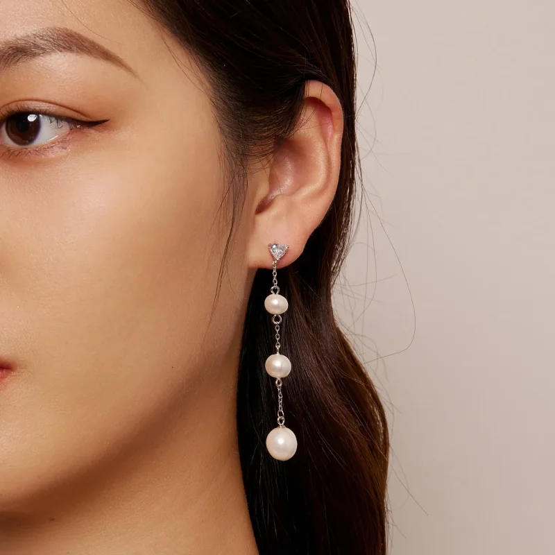 (slika za) Viseči uhani s perlami v slogu Pandora - SCE1601 - Ogled 7