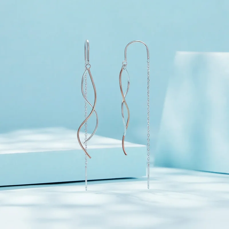 (slika za) Viseči uhani z resicami v stilu Pandora - SCE1600 - Ogled 2