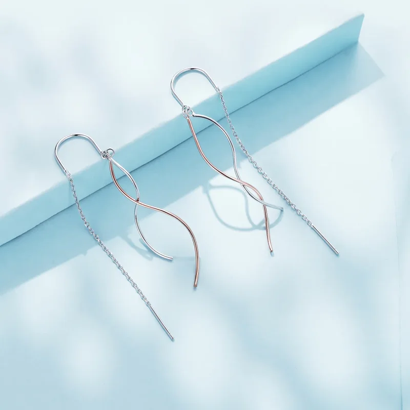 (slika za) Viseči uhani z resicami v stilu Pandora - SCE1600 - Ogled 3