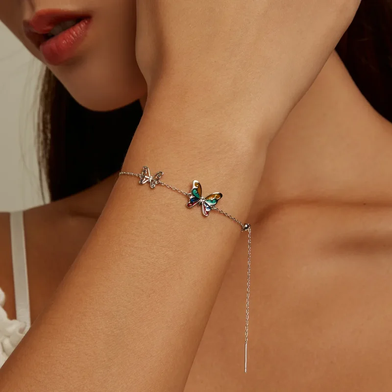 (slika za) Briljantna zapestnica z metulji v slogu Pandora - SCB228 - Ogled 8