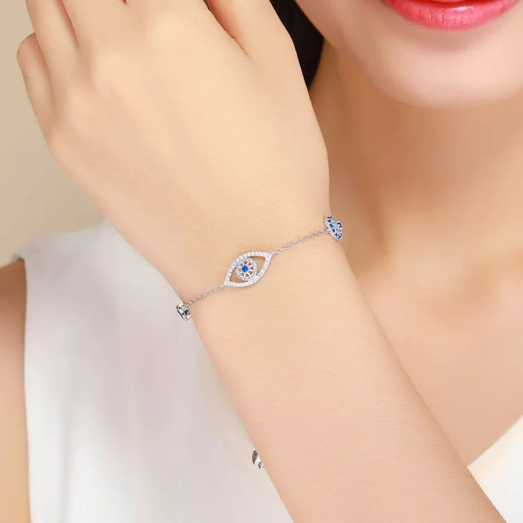 Drsna zapestnica Pandora Style Silver Guardian Eye Chain - SCB089