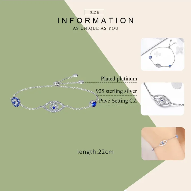 Drsna zapestnica Pandora Style Silver Guardian Eye Chain - SCB089