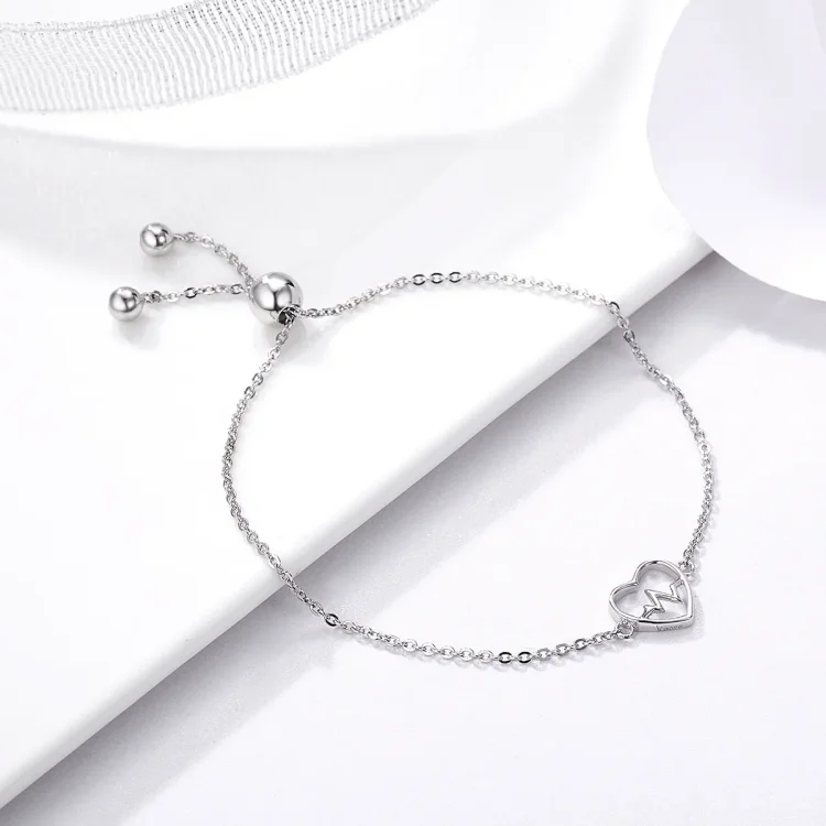 Drsna zapestnica Pandora Style Silver Love Cardiogram - SCB019