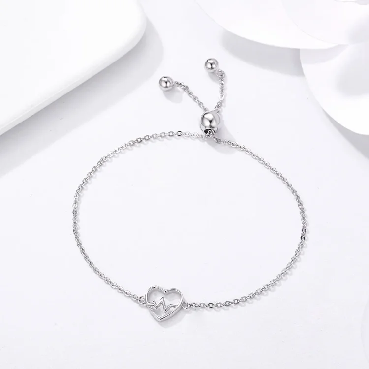 Drsna zapestnica Pandora Style Silver Love Cardiogram - SCB019