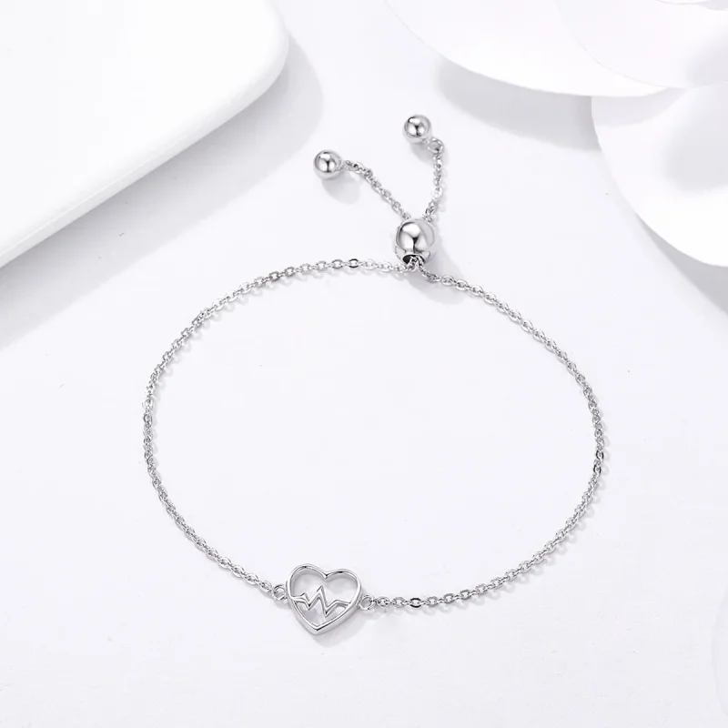 (slika za) Drsna zapestnica Pandora Style Silver Love Cardiogram - SCB019 - Ogled 4