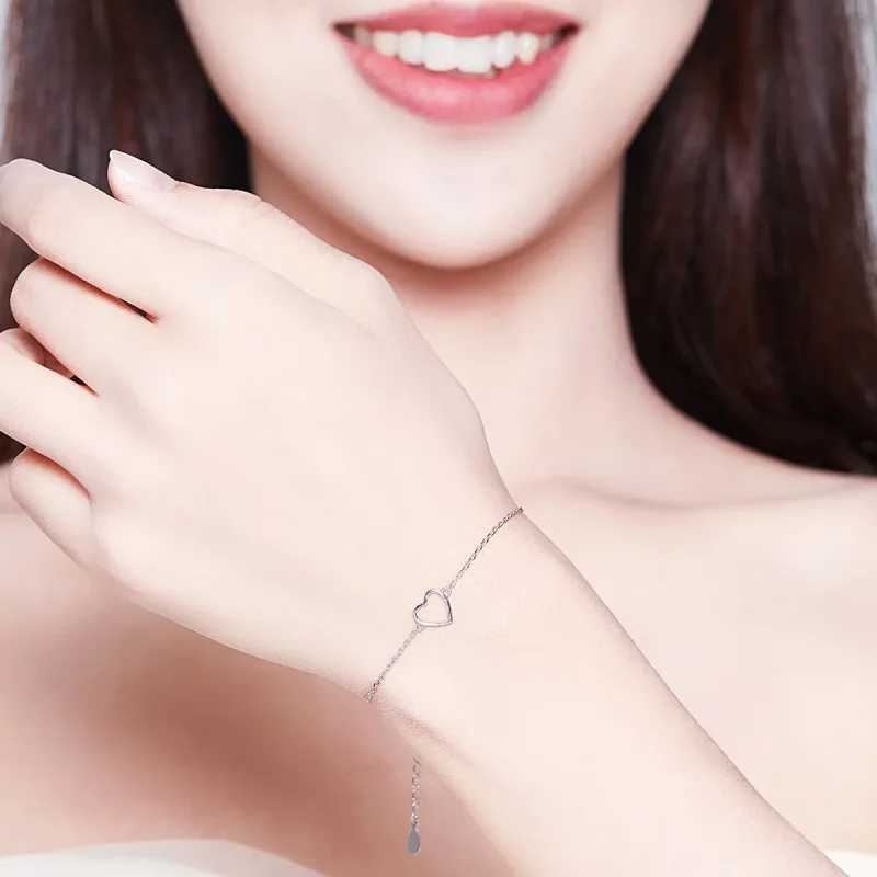 (slika za) Drsna zapestnica Pandora v srebrni obliki ljubezenske verižice - SCB159 - Ogled 2