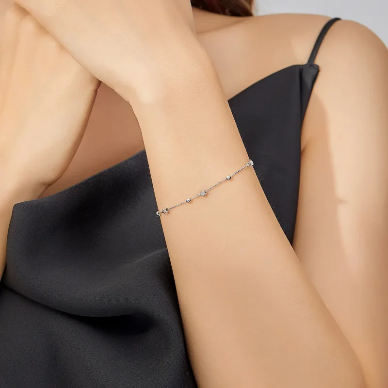 (slika za) Drsna zapestnica s srebrno zvezdo v slogu Pandora - SCB171 - Ogled 2