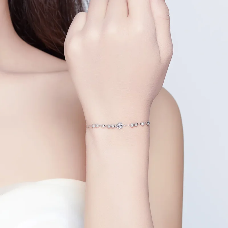 (slika za) Drsna zapestnica z verižico iz srebrne marjetice v slogu Pandora - SCB146 - Ogled 5