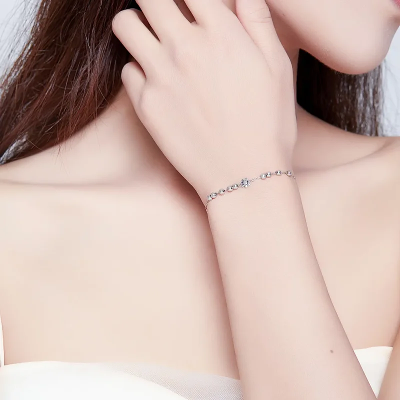 (slika za) Drsna zapestnica z verižico iz srebrne marjetice v slogu Pandora - SCB146 - Ogled 6