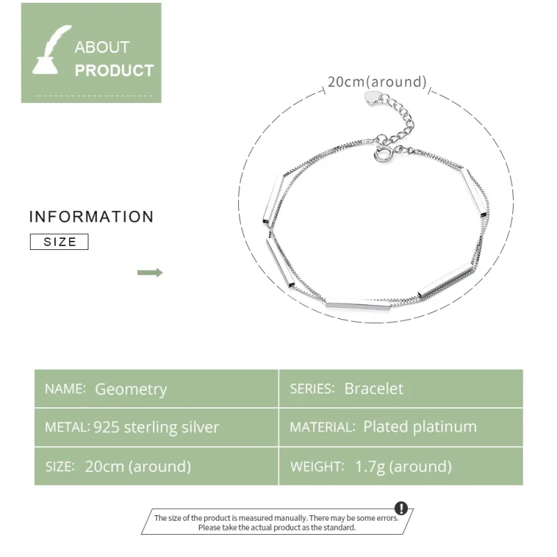 (slika za) Drsna zapestnica z verižico v slogu Pandora s srebrno geometrijo - SCB170 - Ogled 5