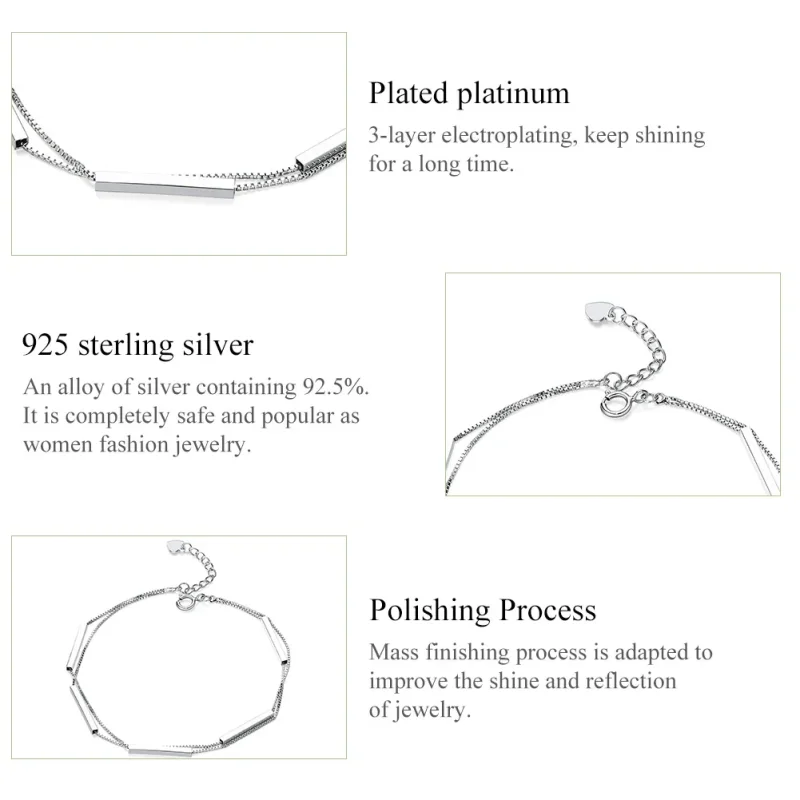 (slika za) Drsna zapestnica z verižico v slogu Pandora s srebrno geometrijo - SCB170 - Ogled 6