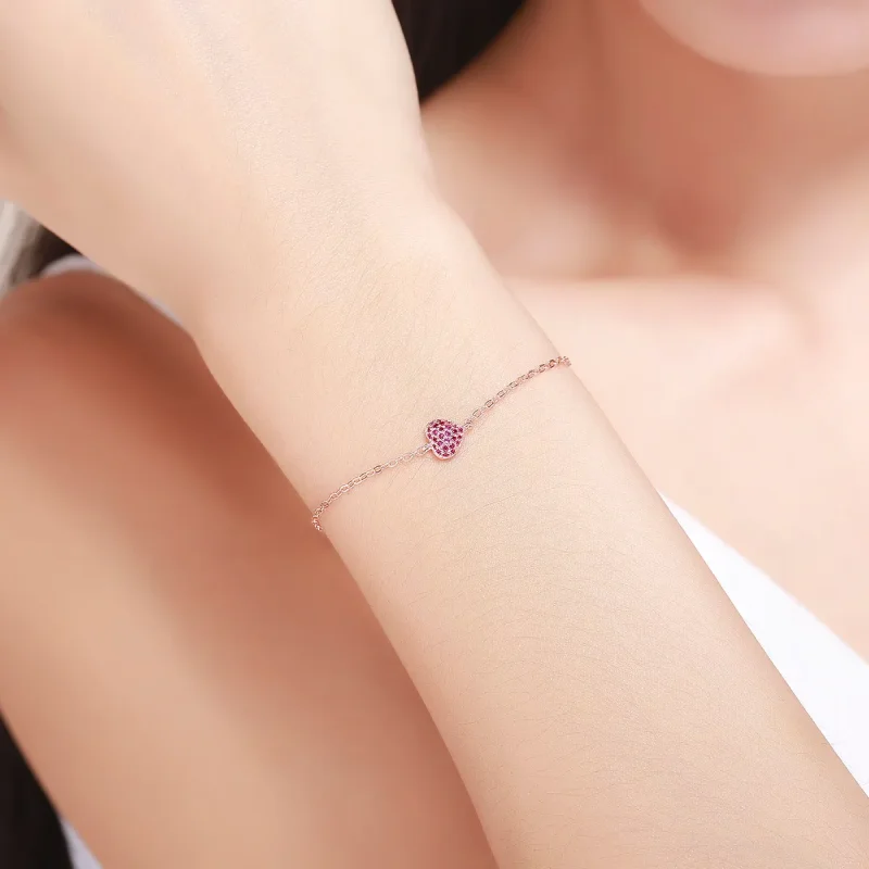 (slika za) Elegantna zapestnica z verižico iz rožnatega zlata v stilu Pandora - SCB050 - Ogled 2