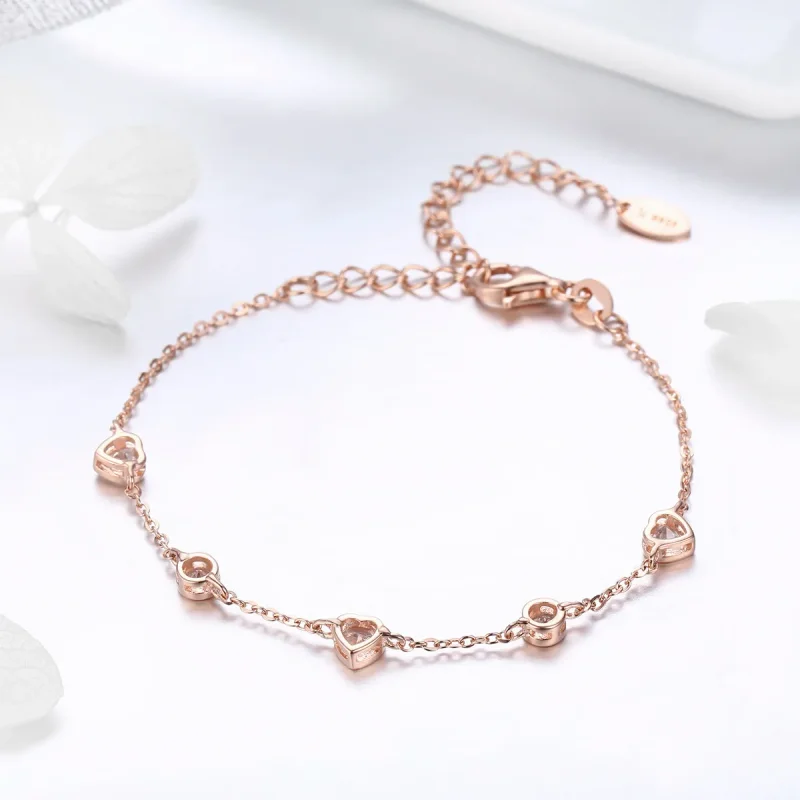 (slika za) Pandora Style Rose Gold Beauty of Simplicity Drsna zapestnica z verižico s petim - Ogled 3