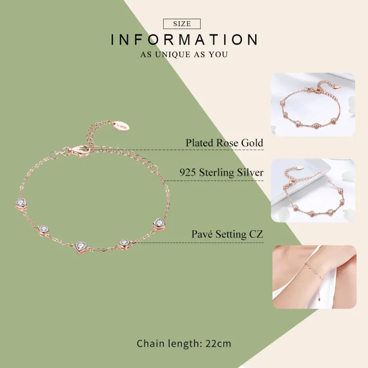 Pandora Style Rose Gold Beauty of Simplicity Drsna zapestnica z verižico s petimi sponkami - SCB097