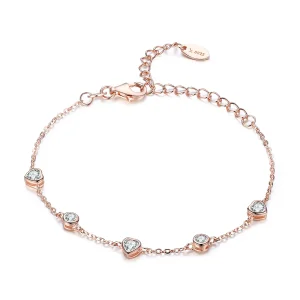 (slika za) Pandora Style Rose Gold Beauty of Simplicity Drsna zapestnica z verižico s petimi sponkami - SCB097
