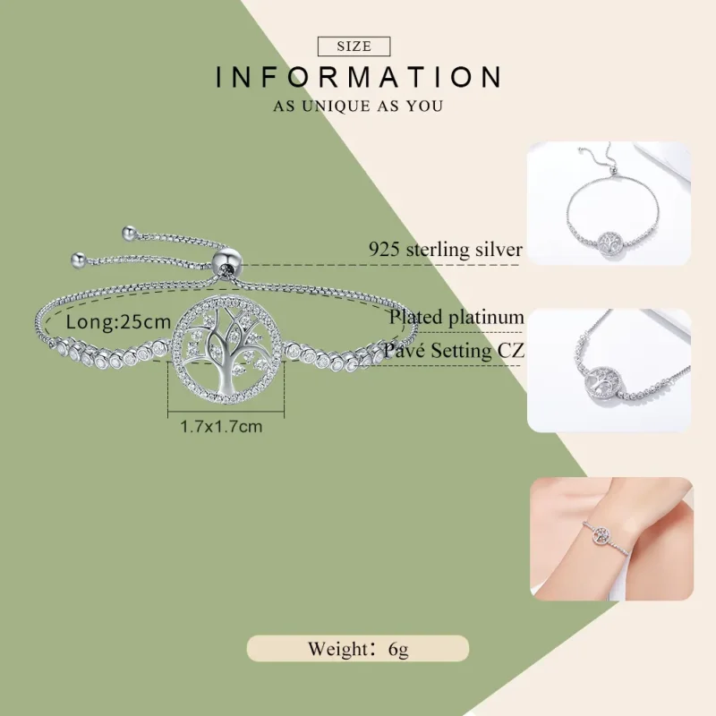 (slika za) Pandora Style Silver Bright Tree of Life zapestnica - SCB035 - Ogled 3