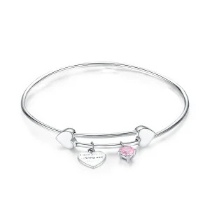 (slika za) Pandora Style Silver Love Promise Charm Entwined Slider Bangle - SCB124