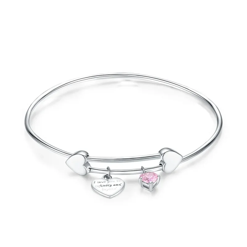 (slika za) Pandora Style Silver Love Promise Charm Entwined Slider Bangle - SCB124 - Slika izdelka