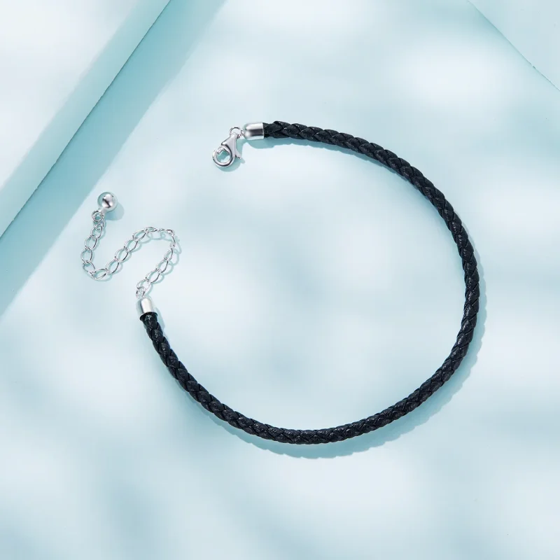 (slika za) Preprosta usnjena zapestnica v stilu Pandora - SCB243-BK - Ogled 3