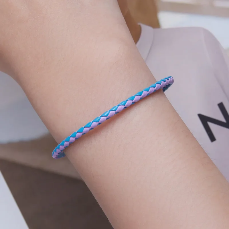 (slika za) Preprosta usnjena zapestnica v stilu Pandora - SCB243-CF - Ogled 5