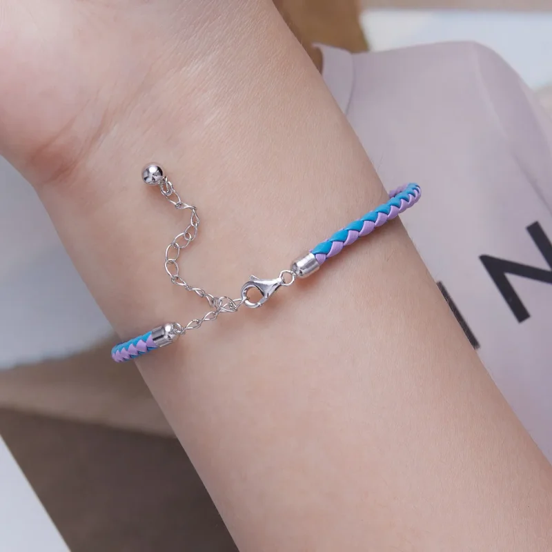 (slika za) Preprosta usnjena zapestnica v stilu Pandora - SCB243-CF - Ogled 6