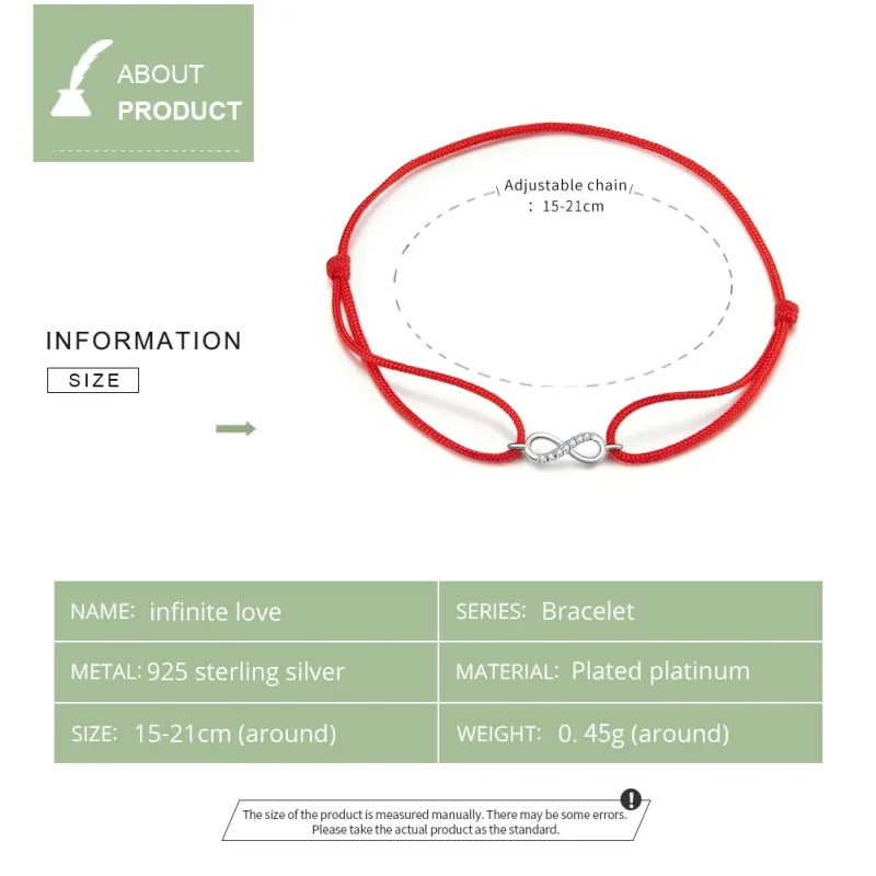 (slika za) Rdeča vrvica v slogu Pandora s srebrno zaponko Infinite Love - SCB176 - Ogled 5