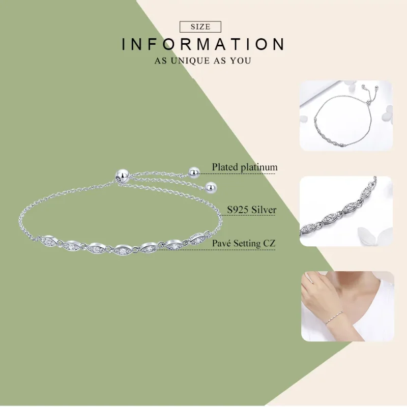 (slika za) Srebrna drsna zapestnica z verižico Beauty of Simplicity v stilu Pandora - SCB08 - Ogled 5