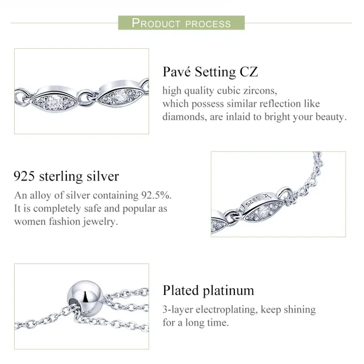 Srebrna drsna zapestnica z verižico Beauty of Simplicity v stilu Pandora - SCB086