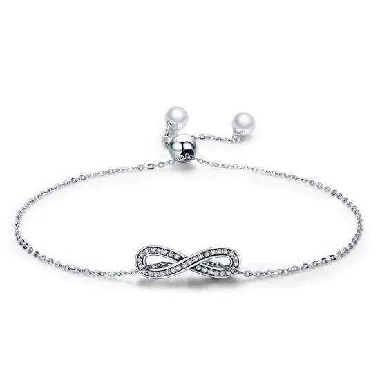 (slika za) Srebrna drsna zapestnica z verižico Pandora Style Infinity - SCB056