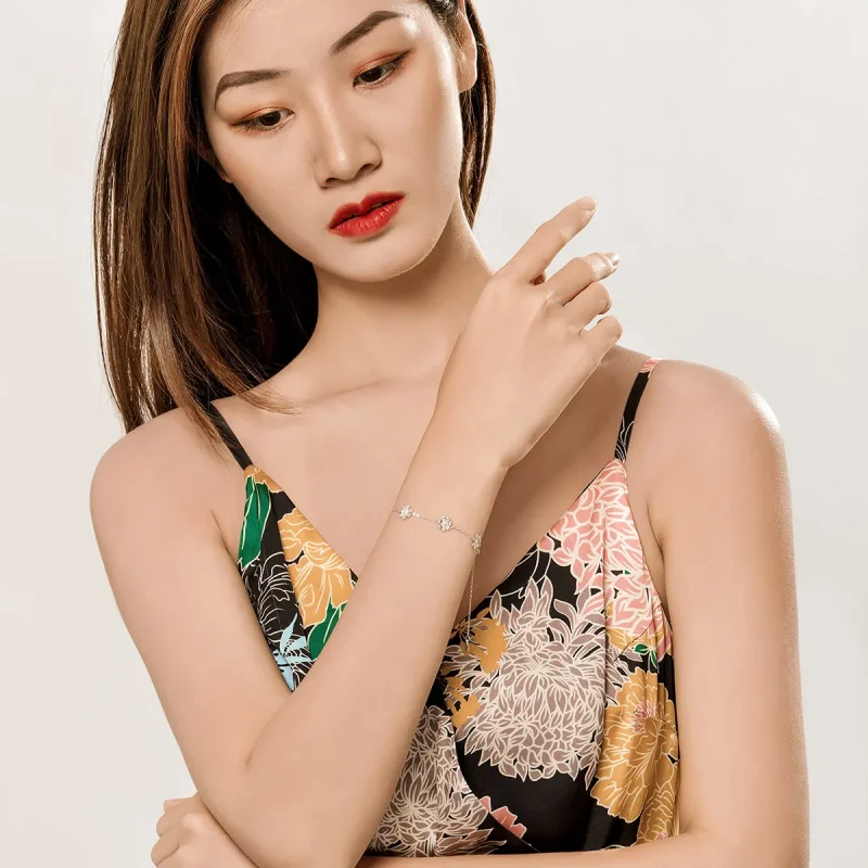 (slika za) Srebrna drsna zapestnica z verižico v slogu Pandora - SCB165 - Ogled 6