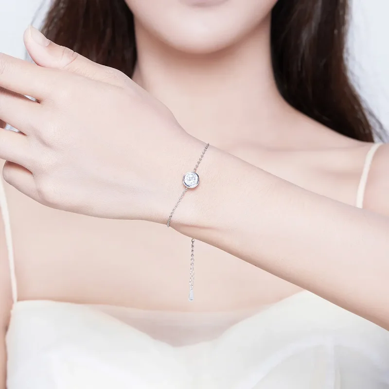 (slika za) Srebrna preprosta drsna zapestnica z verižico v stilu Pandora - SCB157 - Ogled 2