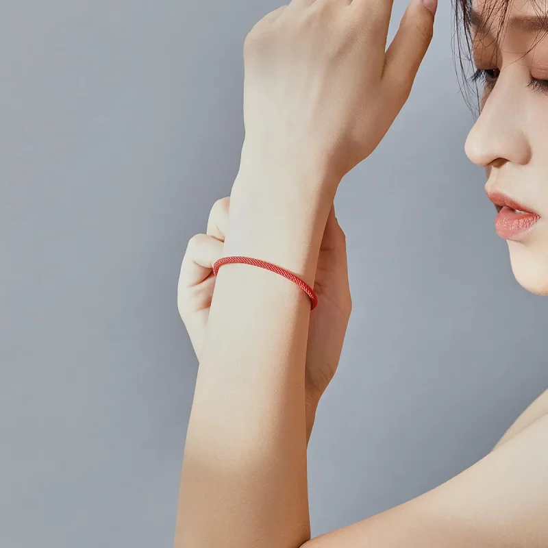 (slika za) Zapestnica iz rdeče vrvi v stilu Pandora - SCB166 - Ogled 2