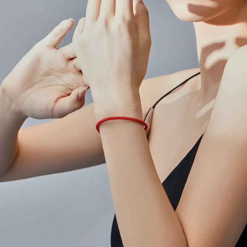 (slika za) Zapestnica iz rdeče vrvi v stilu Pandora - SCB166 - Ogled 5