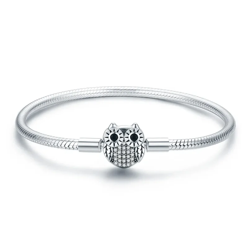 (slika za) Zapestnica s srebrno diplomo v slogu Pandora, ljubka verižica sova - SCB067 - Slika izdelka