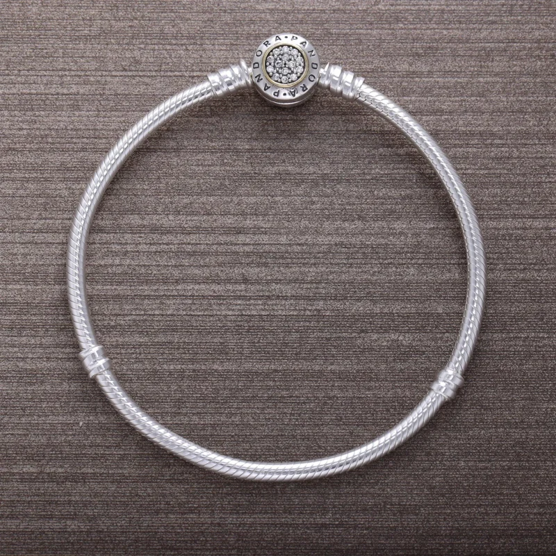 (slika za) Dvobarvna zapestnica PANDORA Moments s prepoznavno zaponko Pandora - 590741CZ - Ogled 2