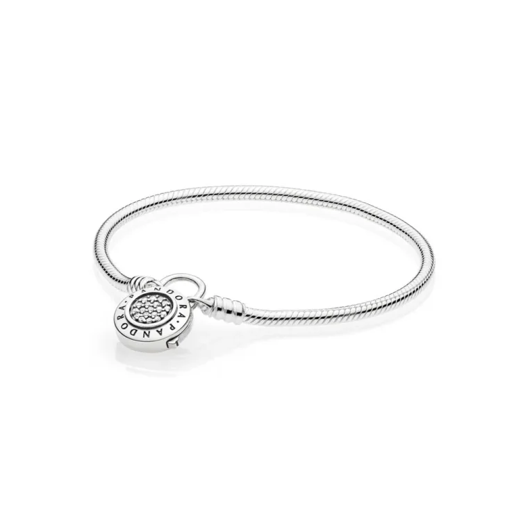 MOMENTS Gladka zapestnica s ključavnico PANDORA Signature - 597092CZ