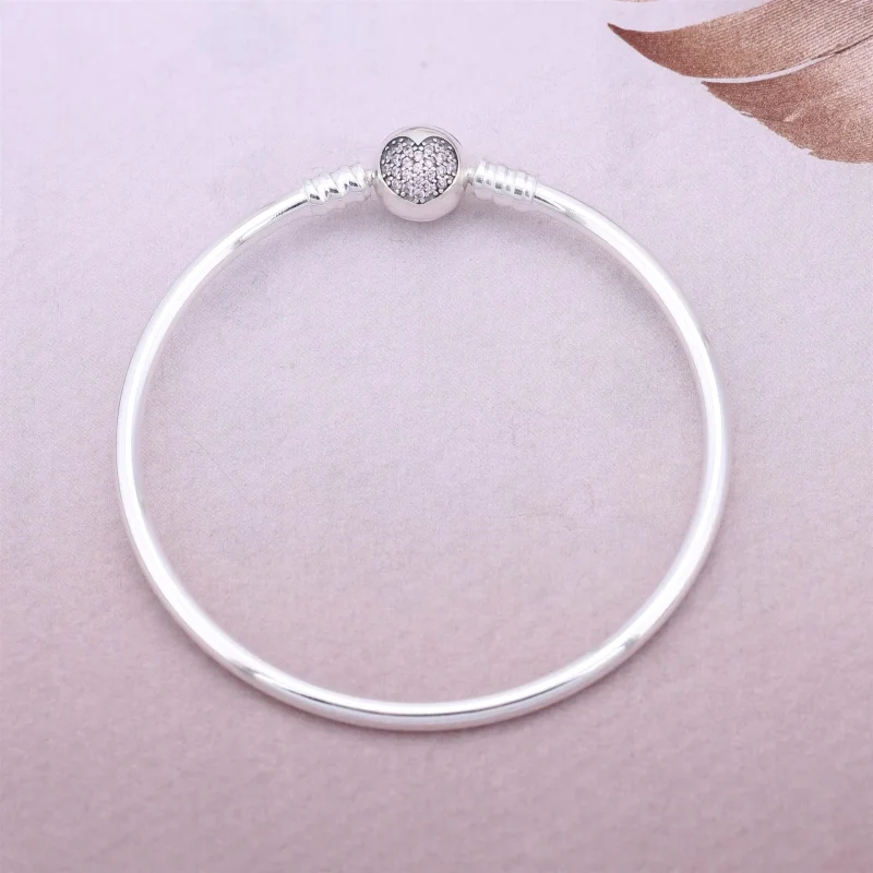 (slika za) PANDORA Circle of Love, roza srček Cz Bangle - 590716PCZ - Ogled 2